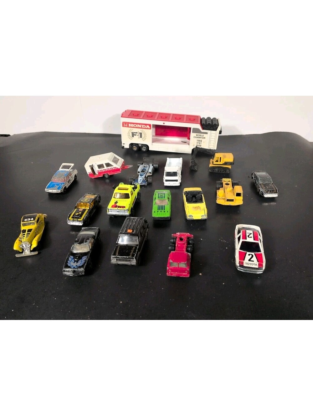 VINTAGE Diecast Lot - Majorette Honda F1 Transporter, Corgi Juniors, Yatming...